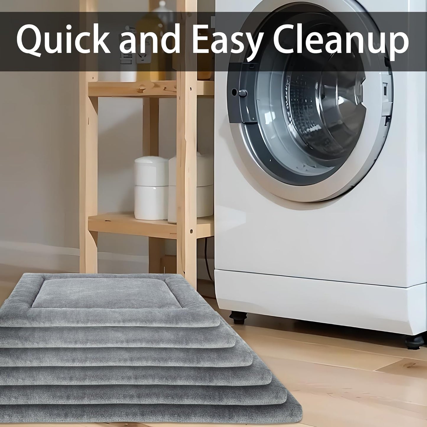 KHONSU PET Dog Bed Mat for Crate 1.1in Slim Cooling Pad Reversible Flannel & Waterproof Canva for Dogs up to 130 lbs