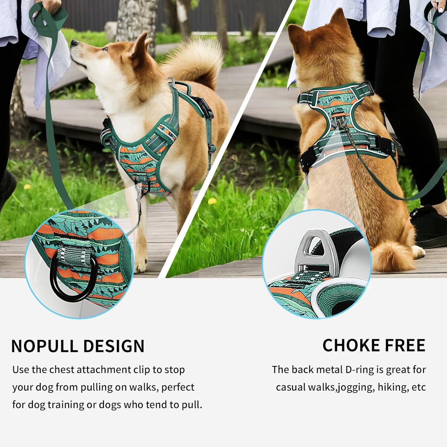 Timos No Pull Dog Harness,No Choke Front Clip Dog Reflective Harness,Adjustable Soft Padded Pet Vest with Easy Control Handle for Medium Dogs,Wilderness,M