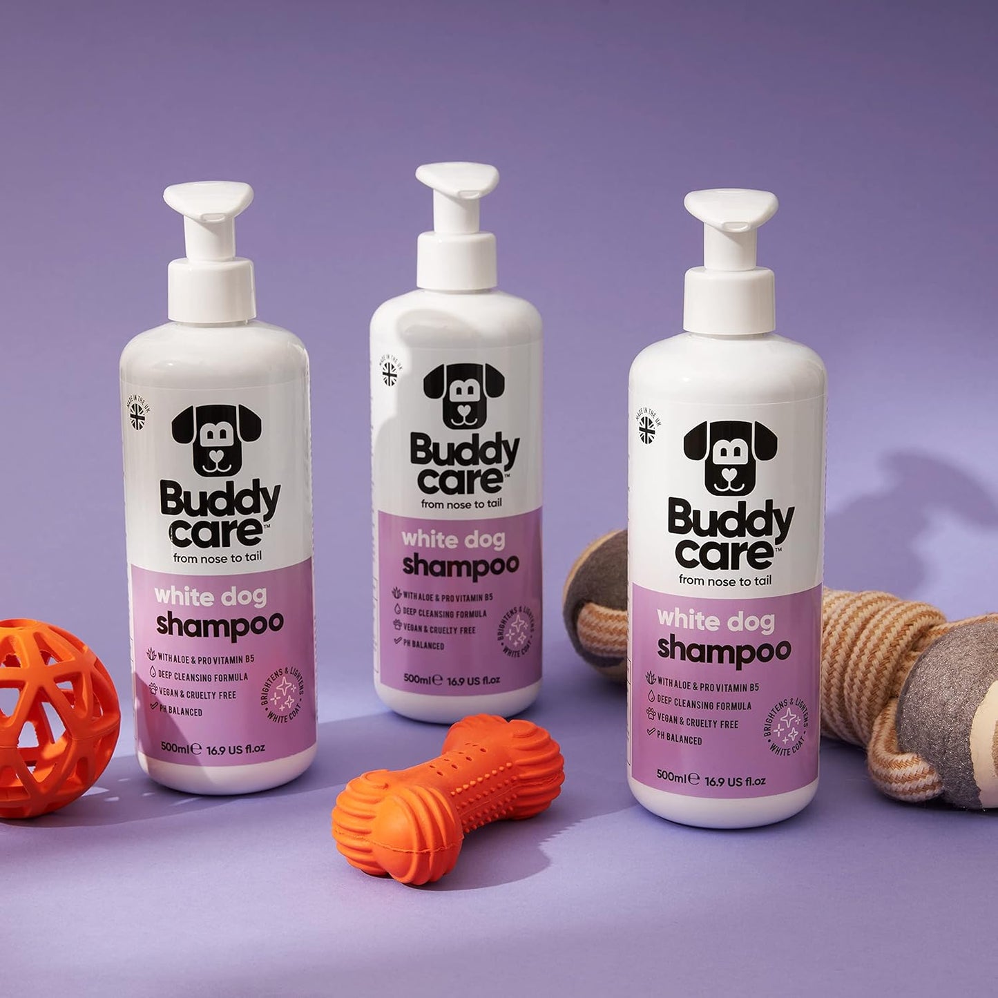 White Dog Shampoo by Buddycare | Dry Skin & Itchy Skin Relief for Smelly Dogs | Deep Cleansing Shampoo for Dogs Puppy Sensitive Skin | Dog Shampoo & Conditioner | with Aloe & Vitamin B5 (16.90oz)