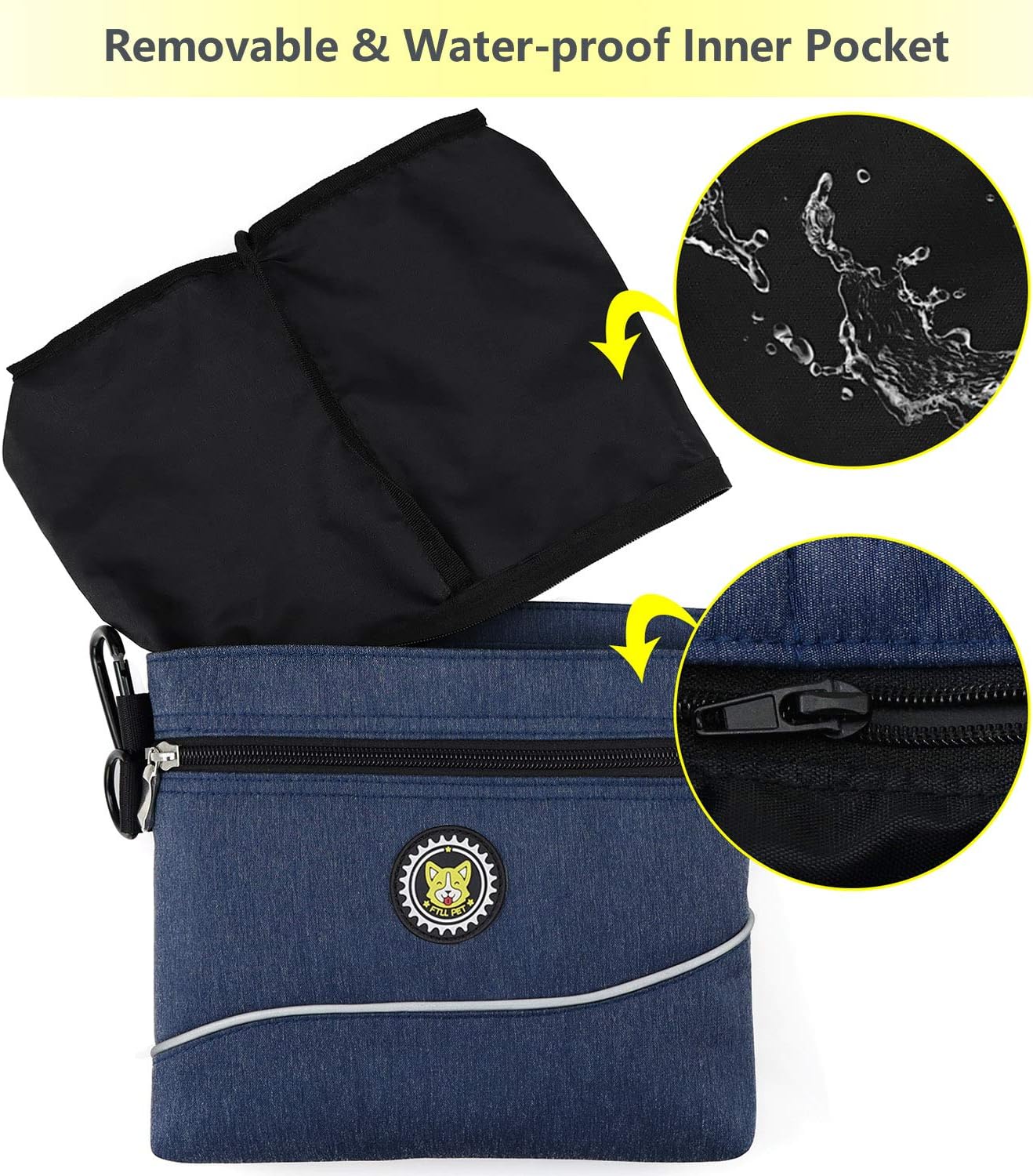 Viklluyr Dog Treat Pouch Bag with Magnetic Closure, Dog Food Carrier with Removable Inner Pocket, Perfect Dog Training Bag for Agility Training - Including Carabiner