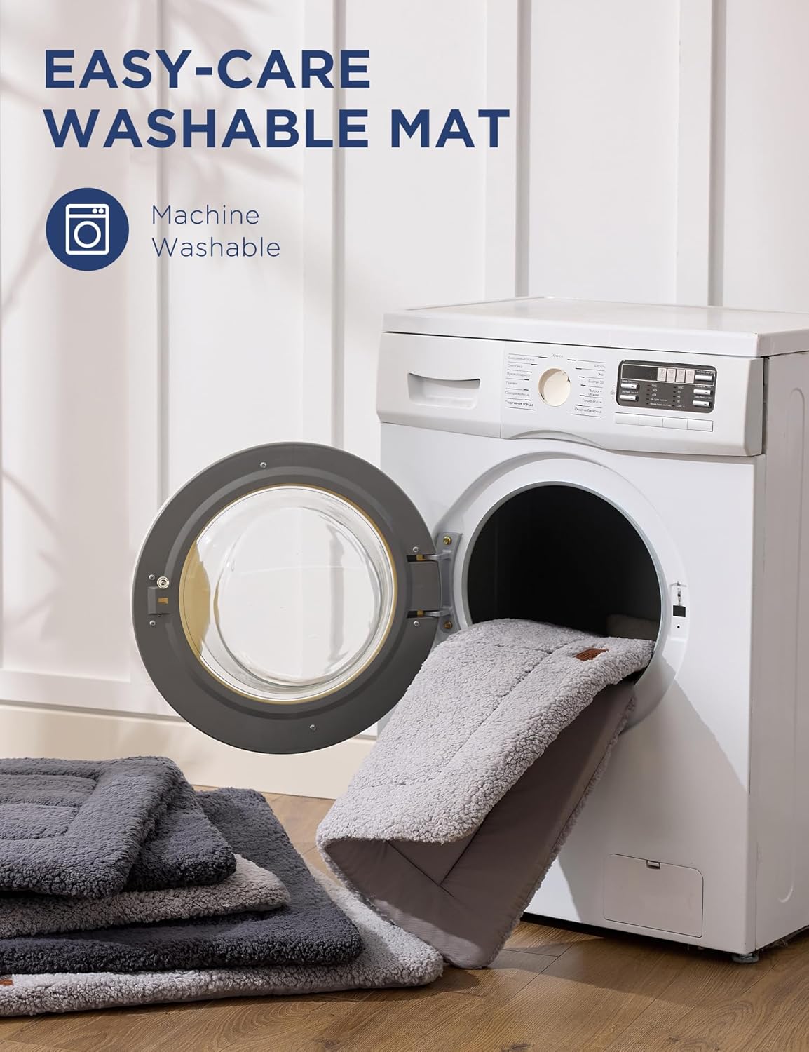 Joydeco Low Profile Dog Crate Mat Reversible Bed Pad, Washable Dog Pad Mat with Ultra Soft Fleece, Compact Design Kennel Beds Mats for Large Medium Small Pets, 36" x 27" Dark Gray