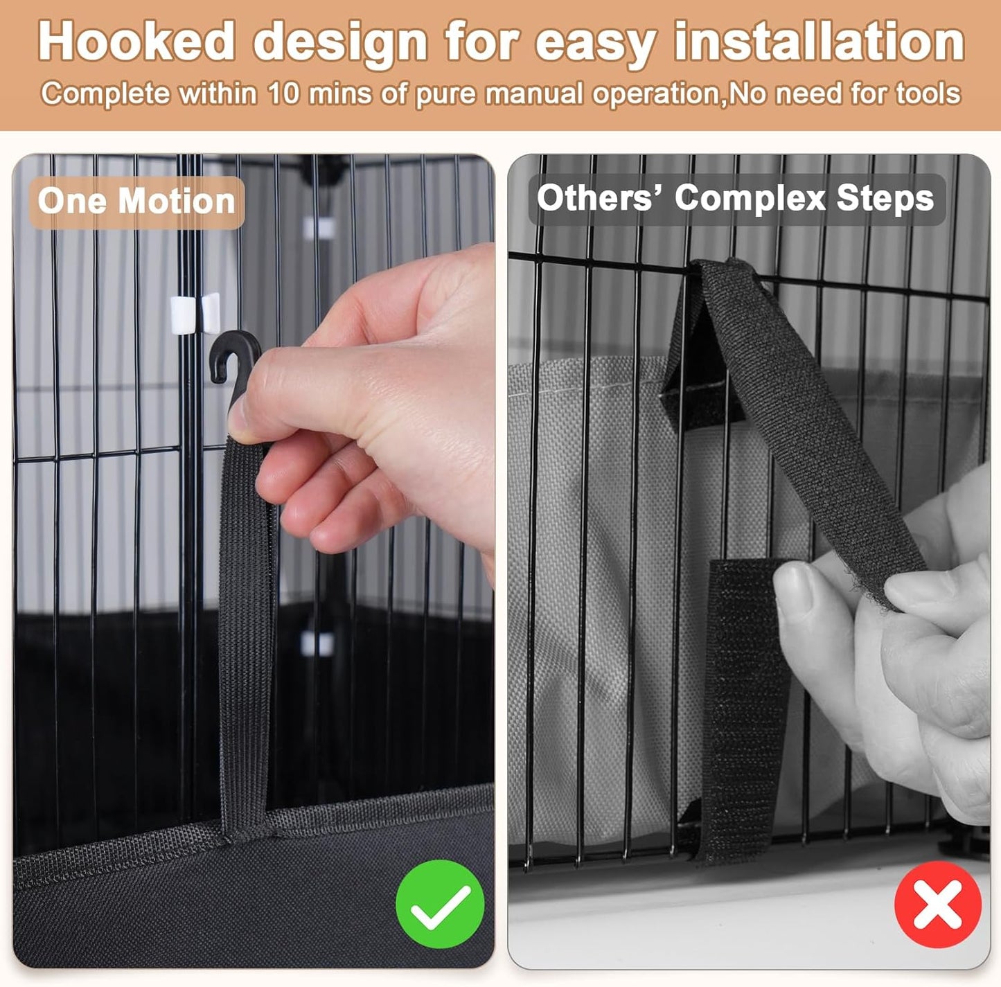 Tresbro Guinea Pig Cage with Waterproof PVC Bottom Liner & One-Hand Release Hook, Triple Fixing C&C Cage for Guinea Pigs, Bunny, Rabbit, Hedgehog, Small Animal Indoor Playpen 48''L x 24''W x 16''H