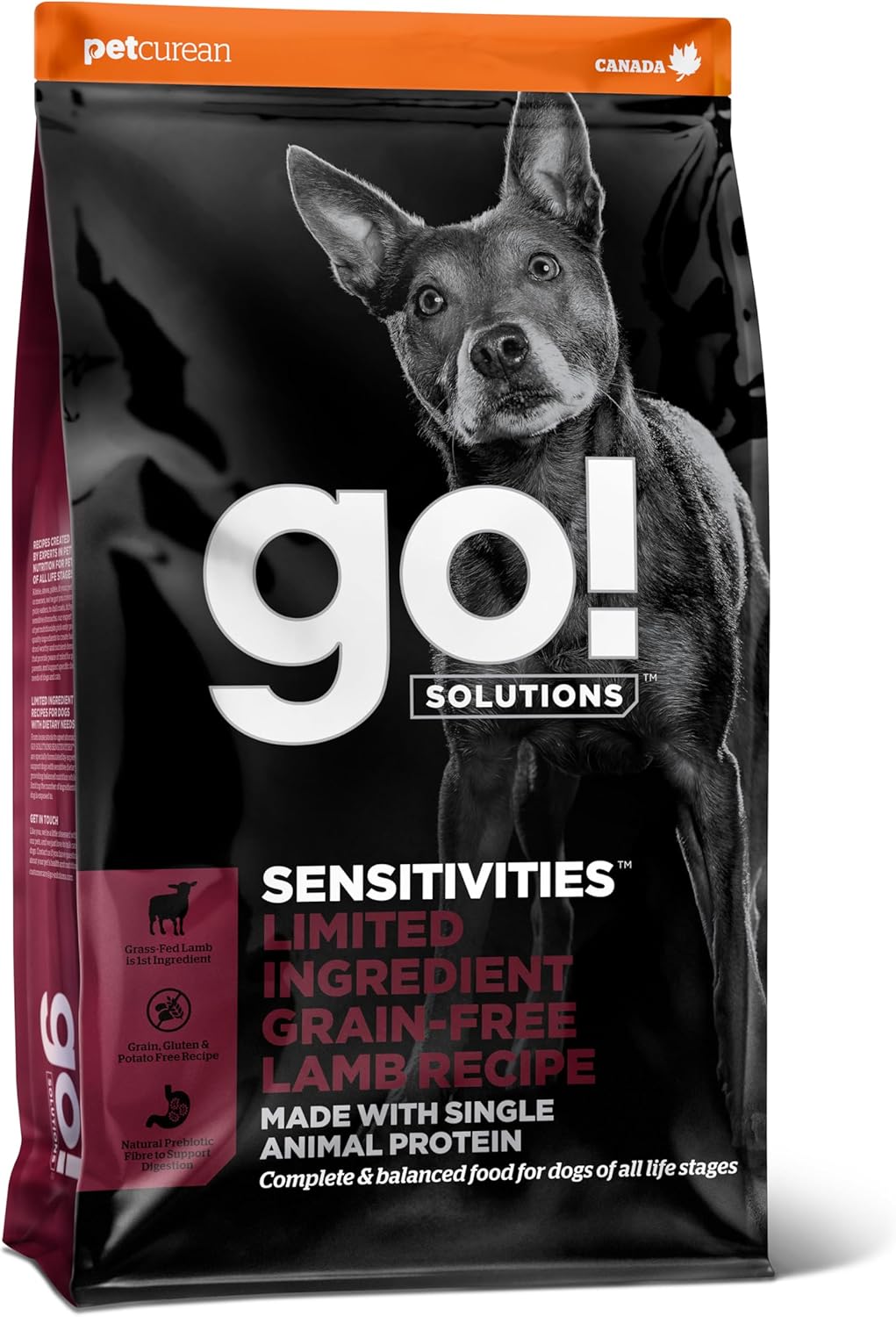 Go! Solutions Sensitivities Limited Ingredients, Grain-Free Dry Dog Food, Lamb Recipe for Sensitive Stomach, 3.5 lb Bag
