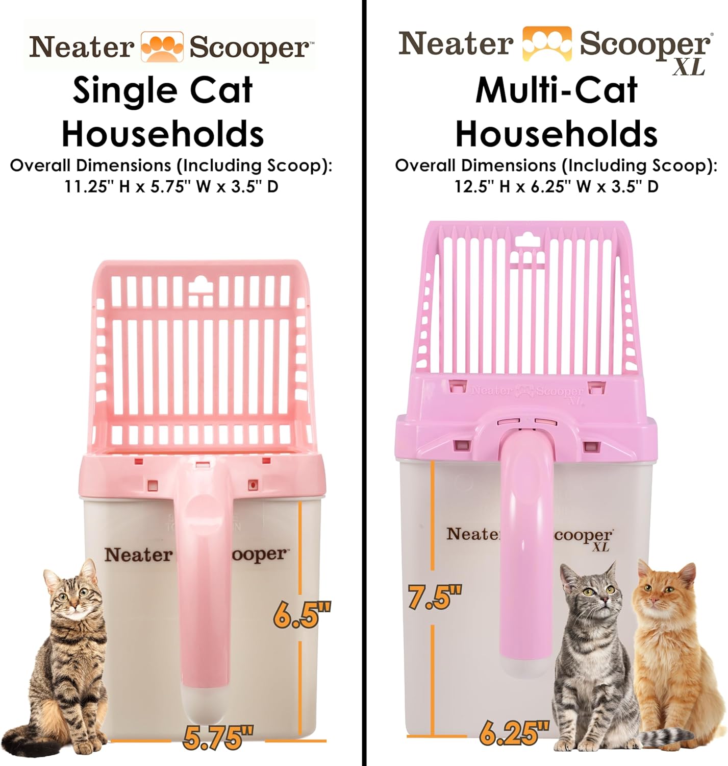 Neater Pet Brands Neater Scooper Standard Cat Litter Scoop, 60 Refill Bags – Mess-Free Cat Litter Scooper with Bag, Spill-Proof Kitty Box Sifter, Bin Doubles as Scoop Holder, For Single-Cat Households