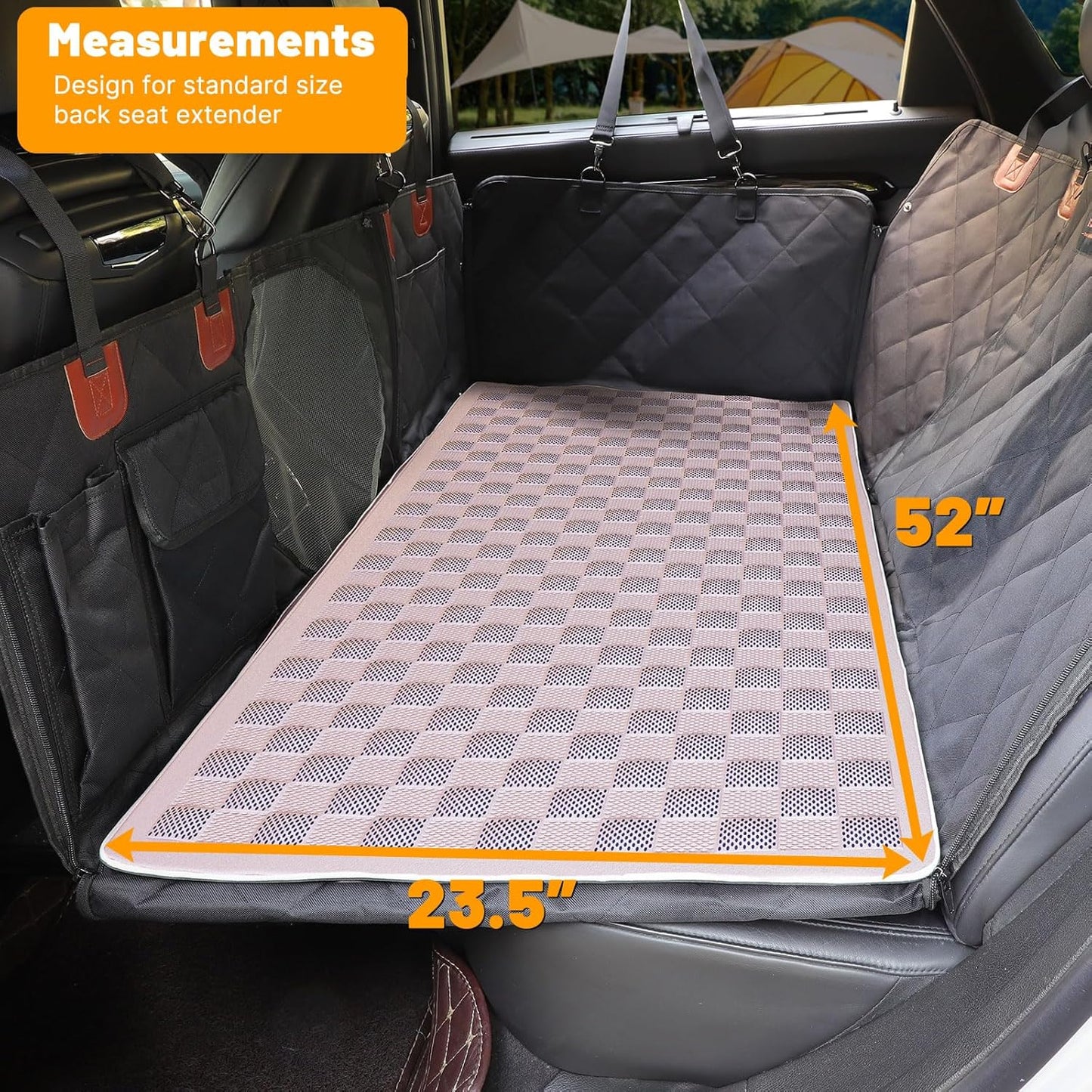 Non-Slip Pet Bed Mat for Back Seat Extender, Hair Resistant Dog Blanket for Hard Bottom Dog Car Seat Cover, Anti Slip Pet Linner Backseat Cover Blue/Plaid