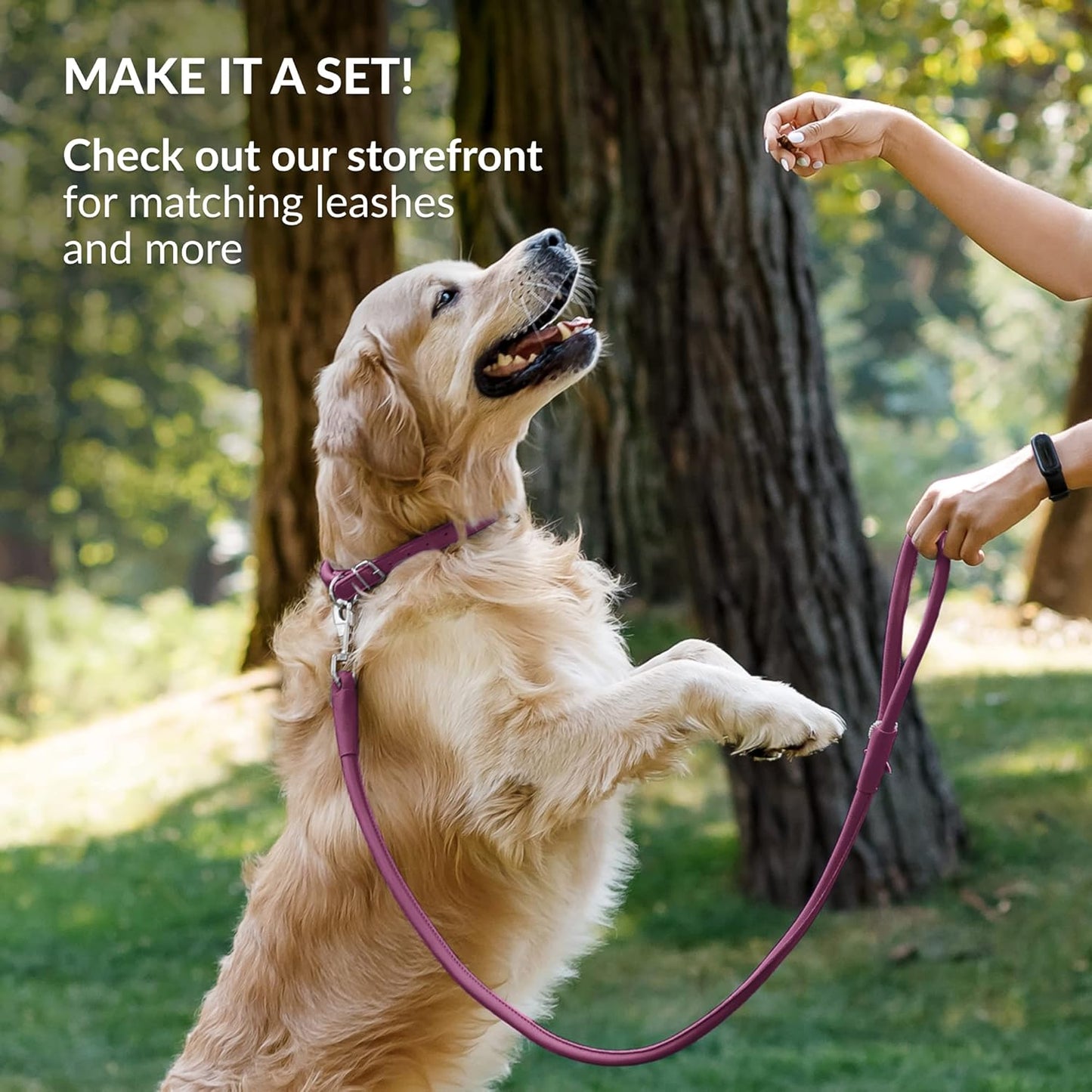 CollarDirect Rolled Leather Dog Collar, Soft Padded Round Puppy Collar, Handmade Genuine Leather Collar Dog Small Large Cat Collars 13 Colors (18-22 Inch, Pink Smooth)