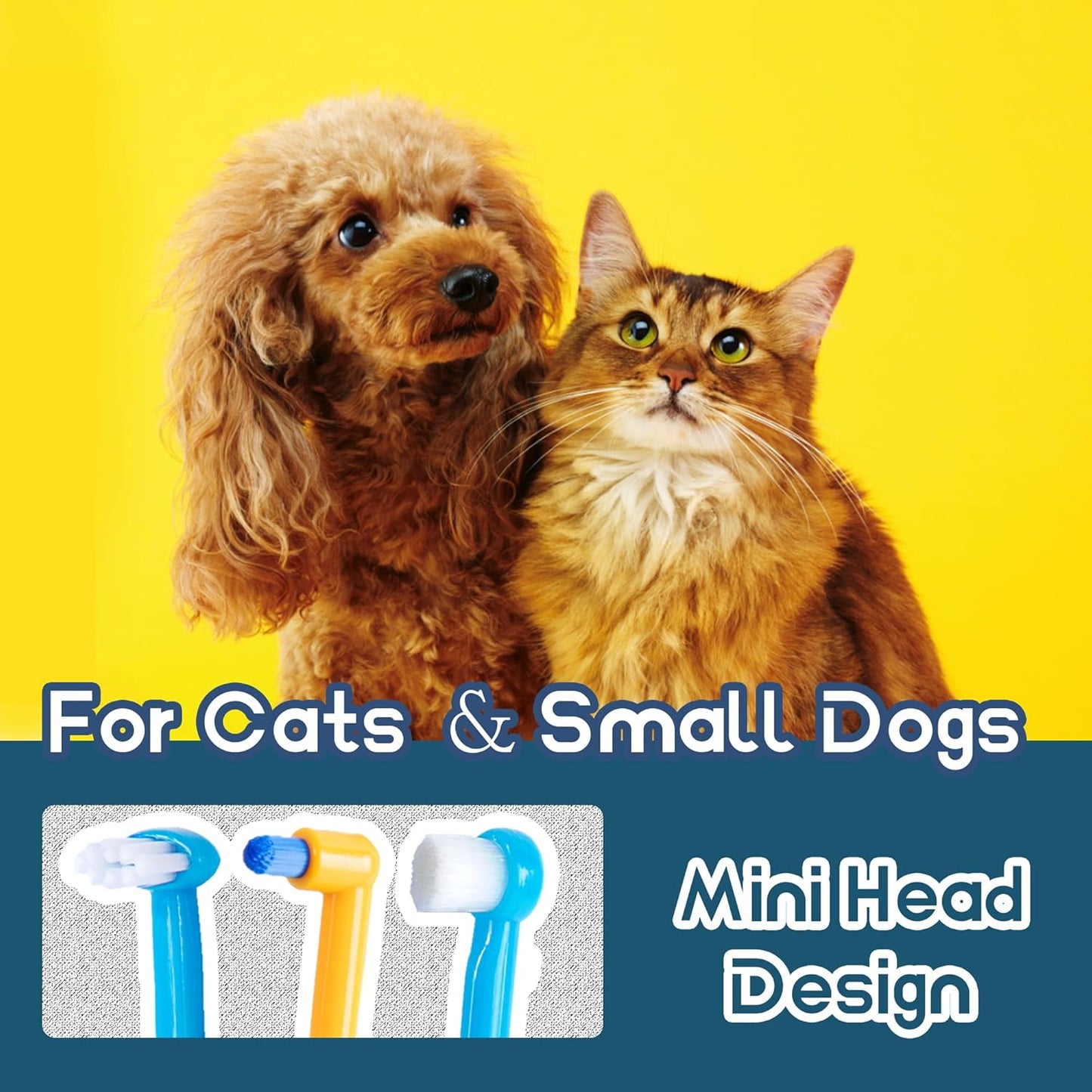 Small Dog Toothbrush, Cat & Puppy Tooth Brushing Kit, Mini Tuft Horizontal Head Teeth Brush for Kitten & Tiny Pet, Doggy Toothbrushes Deep Dental Cleaning, 3 PCS