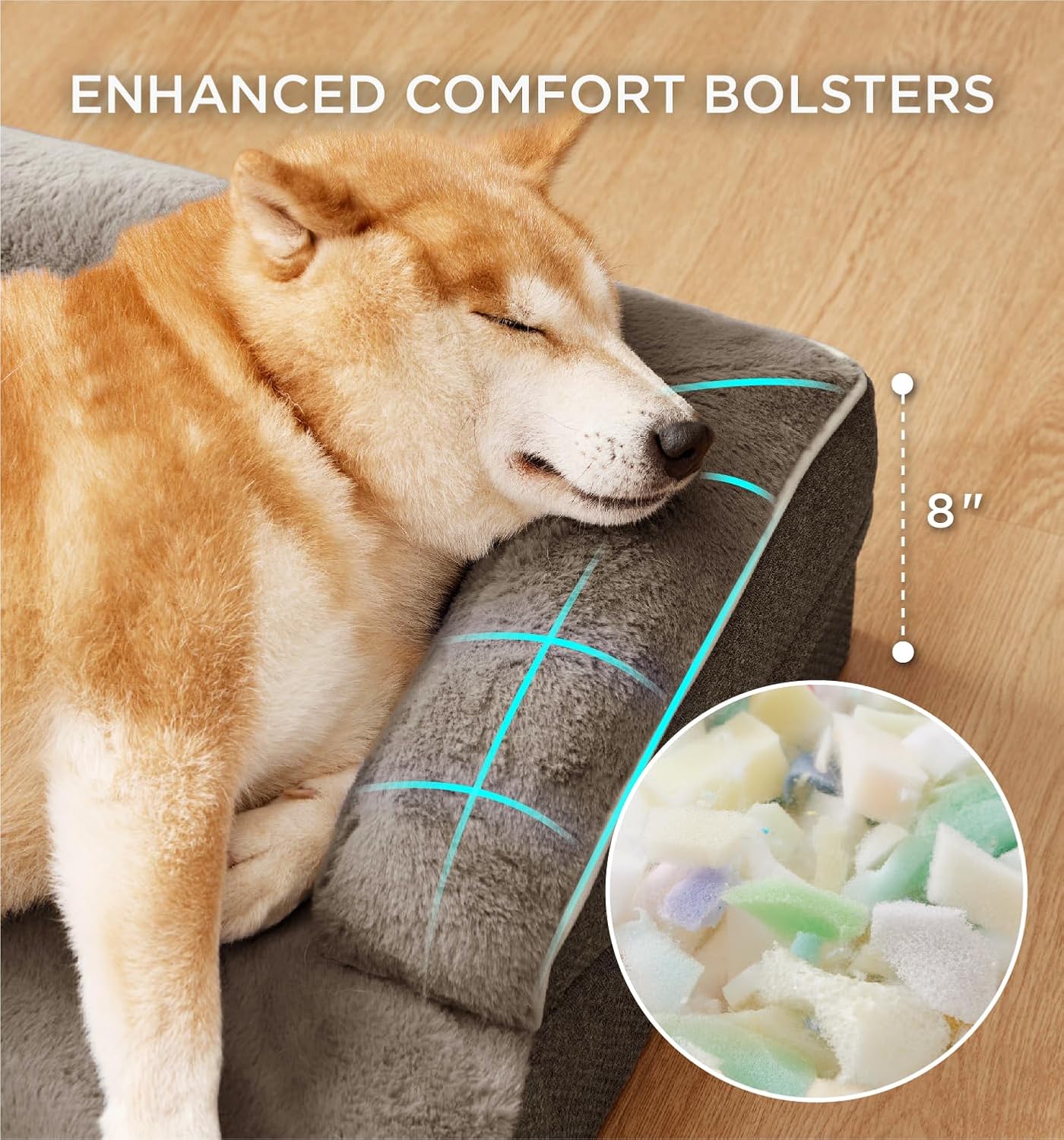 Made4Pets Orthopedic Dog Bed for Extra Large Dogs, Supportive Foam XL Pet Bed Sofa with Washable Removable Cover, Waterproof Large Dog Couch Bed, Non-Slip Bottom and Egg-Crate Foam, Brown