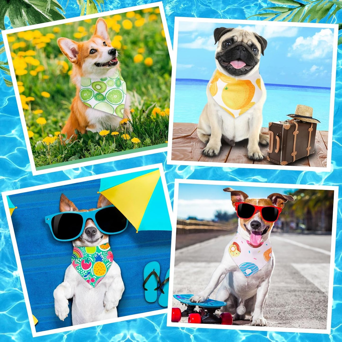 Reginary 72 Pack Summer Bandanas - Triangle Scarf Bibs for Dogs - Adjustable Dog Bandana for Pet Costume Accessories (Classic)