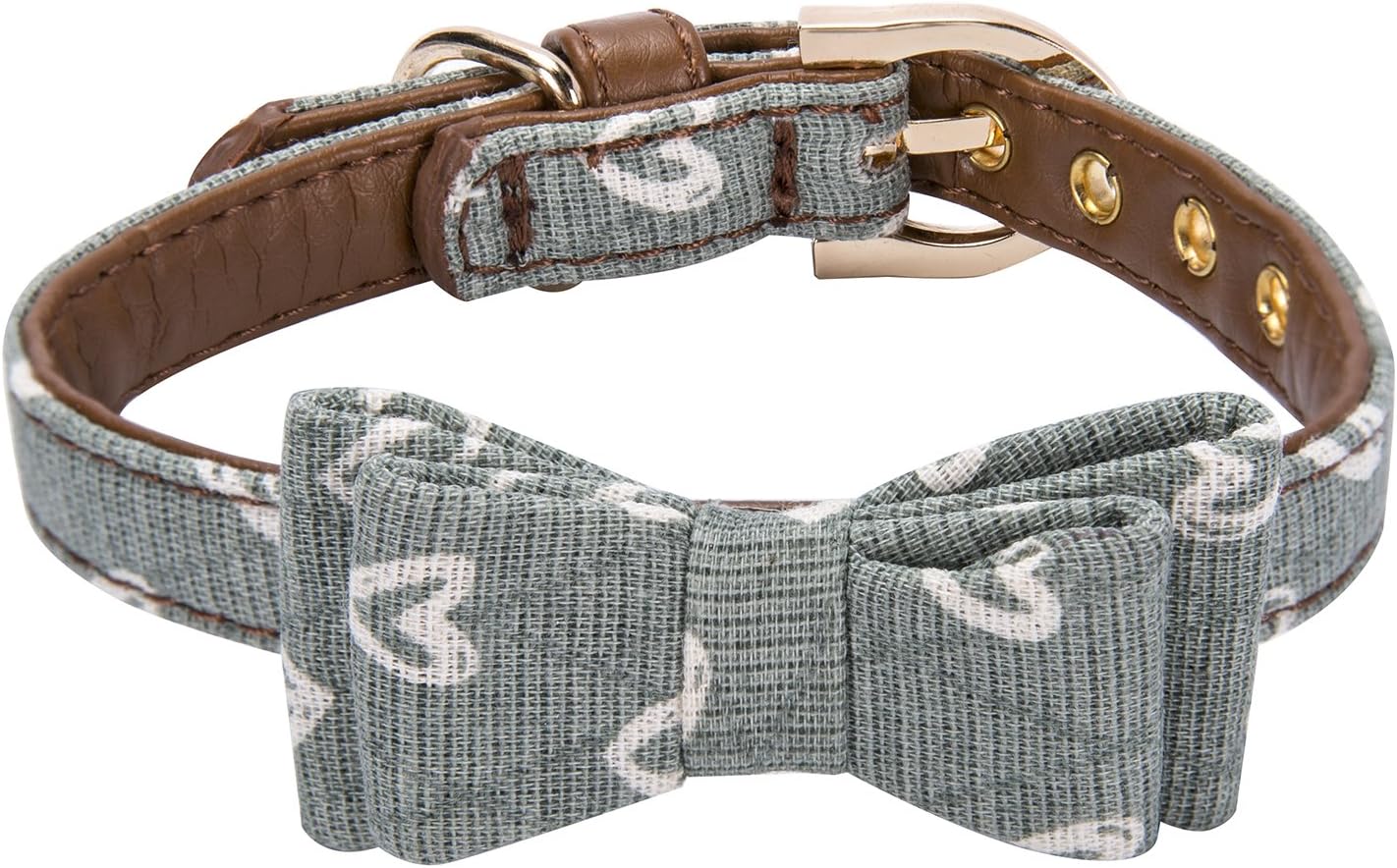 Puppy Collars for Small Dogs - StrawberryEC Adjustable Puppy Id Buckle Collar Leather. Cute Mint Love Dog Collar (Bow-Mint-Love)