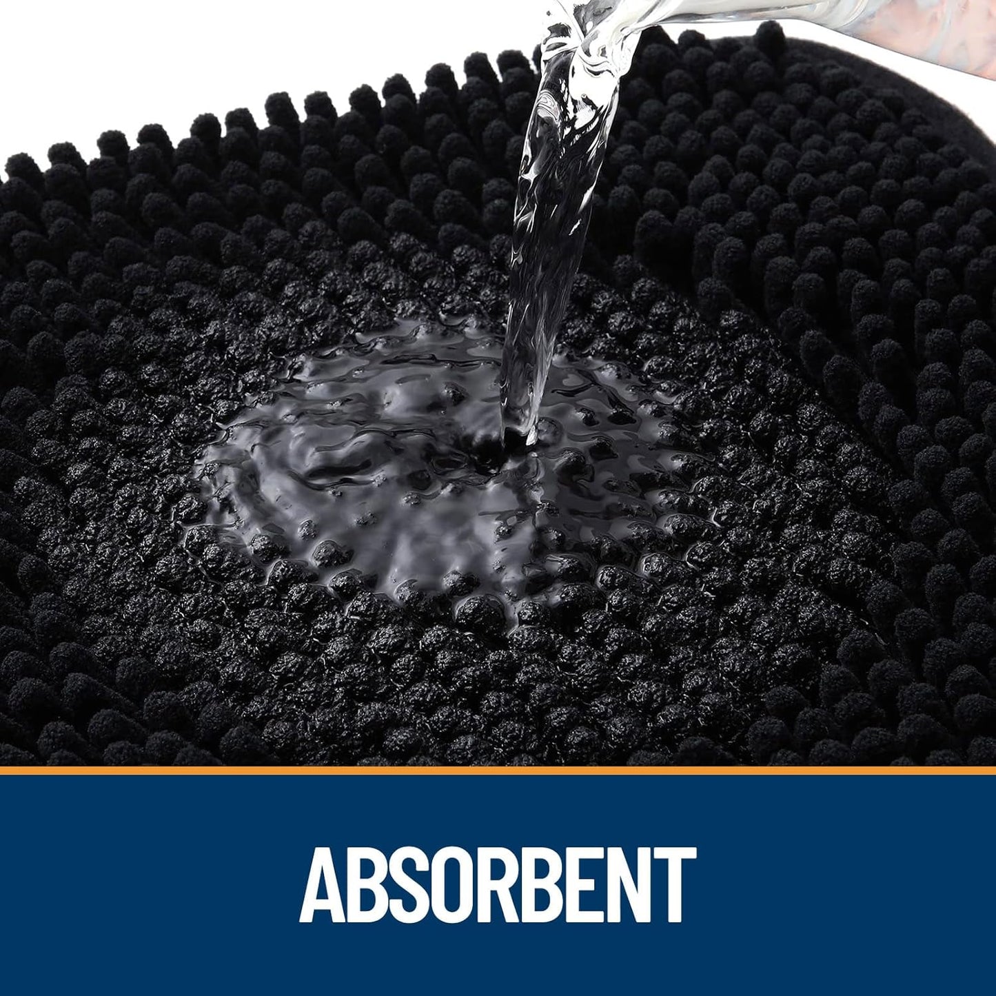 OLANLY Dog Door Mat for Muddy Paws 48x30, Absorbs Moisture and Dirt, Absorbent Non-Slip Washable Doormat, Quick Dry Chenille Mud Mat for Dogs, Entry Indoor Entryway Carpet for Inside Floor, Black