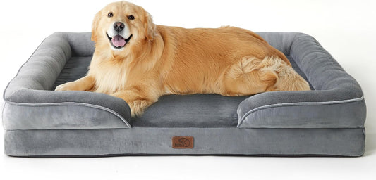 Bedsure XL Plus Orthopedic Dog Bed for Extra Large Dogs - Washable XLarge Dog Cat Bed Waterproof, Comfort Dogs Couch Sofa with Washable Removable Cover, Pet Bed with Nonskid Bottom, Grey, 48"