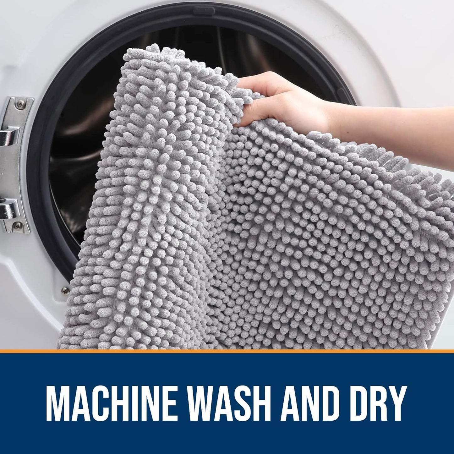 OLANLY Dog Door Mat for Muddy Paws 24x16, Absorbs Moisture and Dirt, Absorbent Non-Slip Washable Doormat, Quick Dry Chenille Mud Mat for Dogs, Entry Indoor Entryway Carpet for Inside Floor, Light Grey