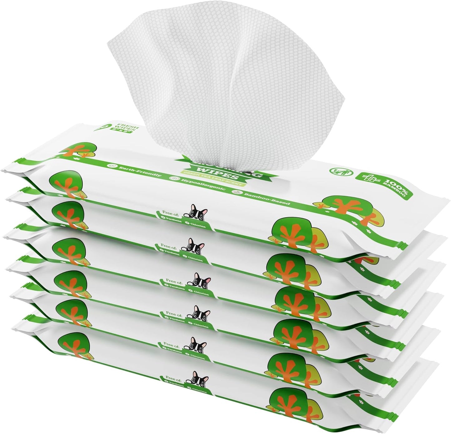 Pogi’s Dog Wipes Travel Packs – Hypoallergenic Pet Wipes for Paws, Body & Butt – Cleaning & Hydrating, Green Tea Scent, 120-Count