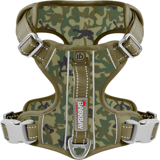 BARKBAY Dog Harness No Pull with ID Tag Pocket - Heavy Duty, Reflective, Easy Control for Large Dogs(Camo,XL)