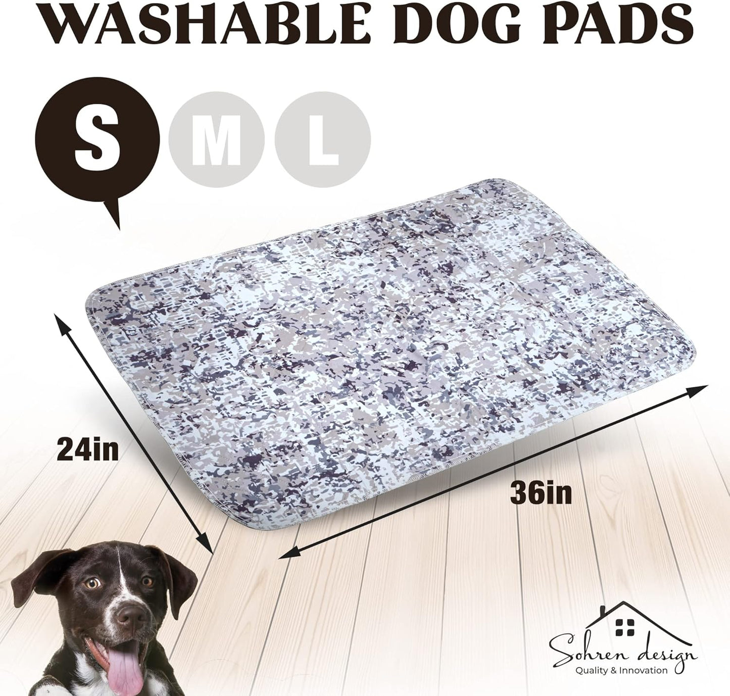 Washable Dog Pee Pads (2-Pack) - Reusable Pet Mats for Floor, Waterproof, Whelping & Potty Pads for Dogs, Crate Liner for Small, Medium, Large Pets (24" x 36")