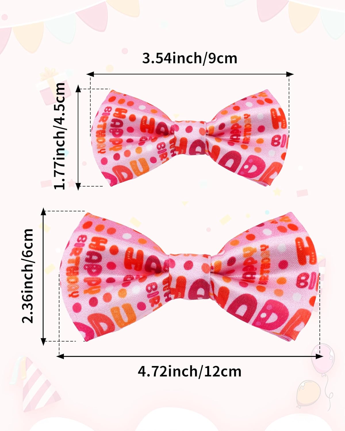 PET SHOW 5 Pack Happy Birthday Small Dog Bow Ties Sliding Collar Attachment Puppies Cats Pet Bowties for Party Balloon Cake Bowknots Collar Charms Grooming Accessories