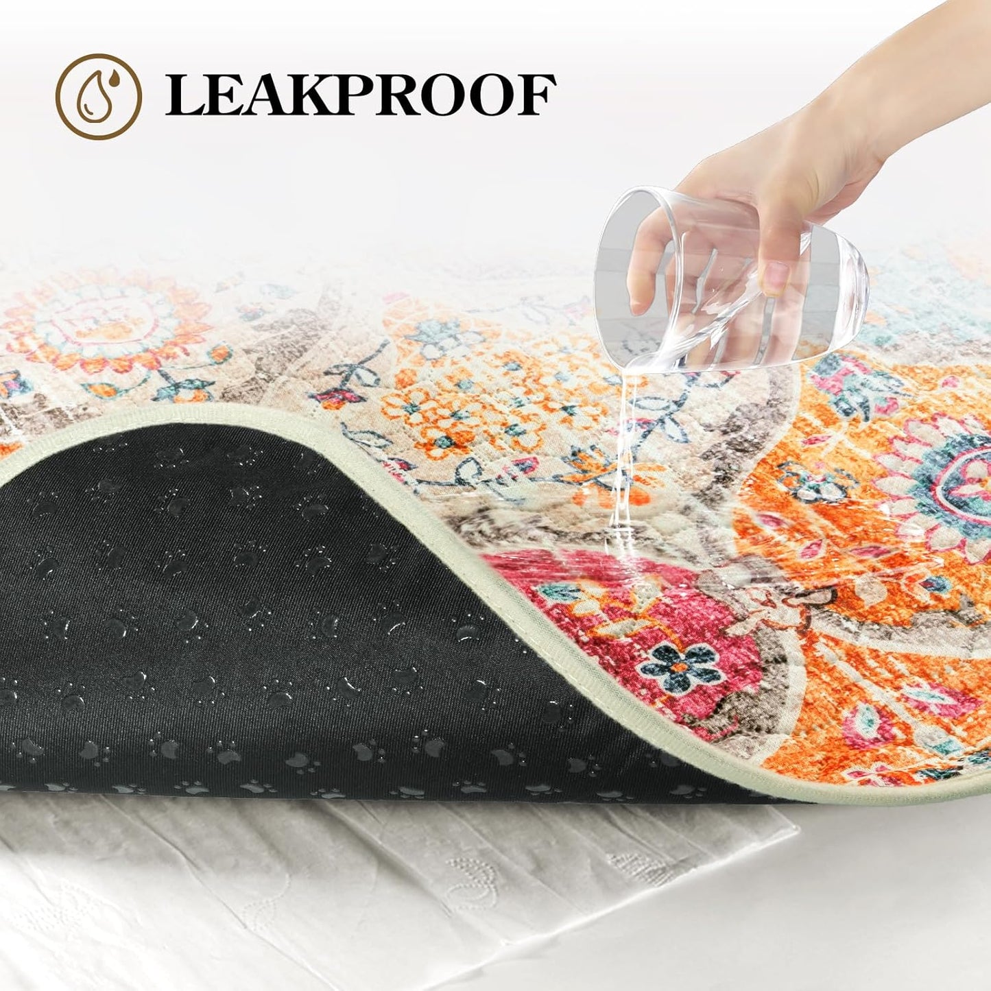 HAOCOO Washable Pee Pads for Dogs, (2 Pack) 3Ft x 4Ft Non-Slip Reusable Puppy Training Pads with Waterproof, Orange Super Absorbent Leak-Proof Whelping Pads Litter Mat for Pet Housebreaking