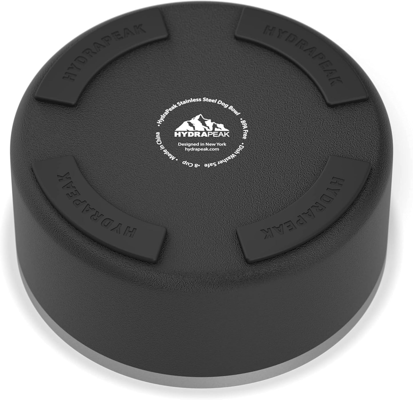 Hydrapeak Dog Bowl; Non Slip Stainless Steel; Water and Food Dish; Large Sized and Small Dogs; 32oz 64oz; Multiple Sizes | 8 Cup | Black