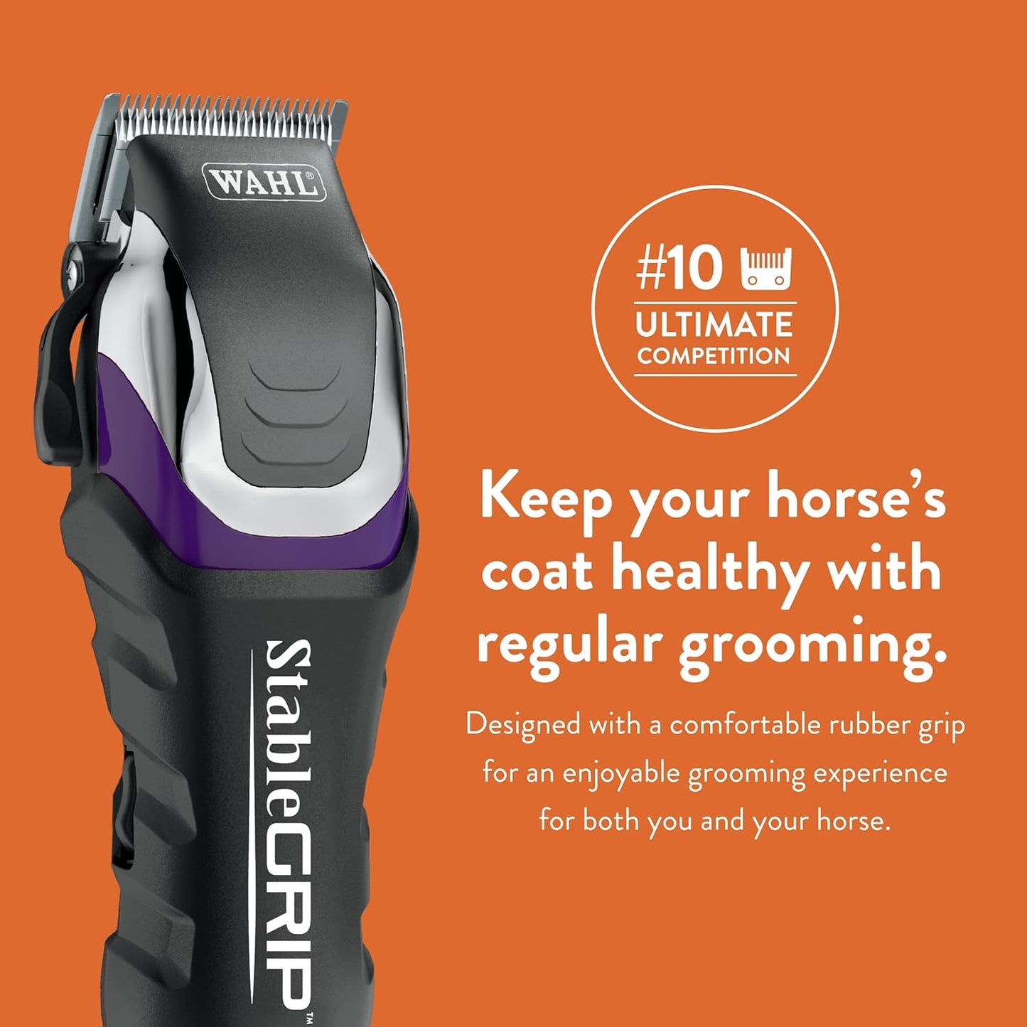 Wahl Pro Animal Stable Grip - Comprehensive Equine Grooming Kit - Light Body Clipping - Trimming Face, Ears & Fetlocks - Stable Grip Clipper - Easy-to-Adjust Cutting Lengths - Long Power Cord