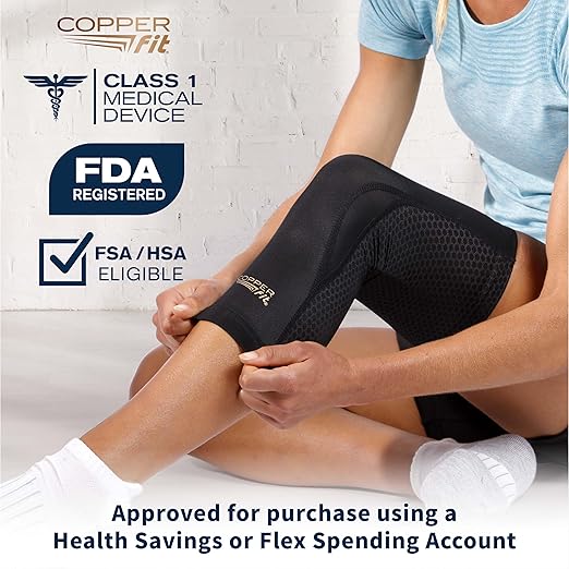 Copper Fit Recovery Knee Compression Sleeve - Breathable, Second Skin Feel - Arthritis, Joint Pain, Circulation - For Men and Women (Small)