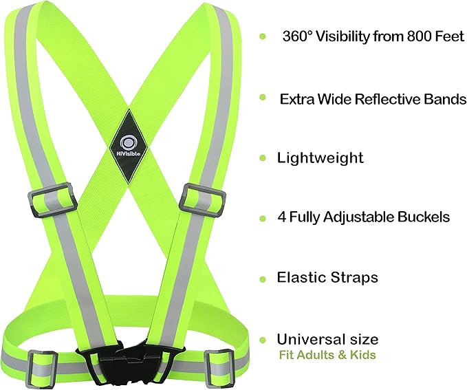 Safety Straps Reflective Vest for Running Hi Vis Suspenders Reflective for Men Women Safety Vests Strap Fully Adjustable