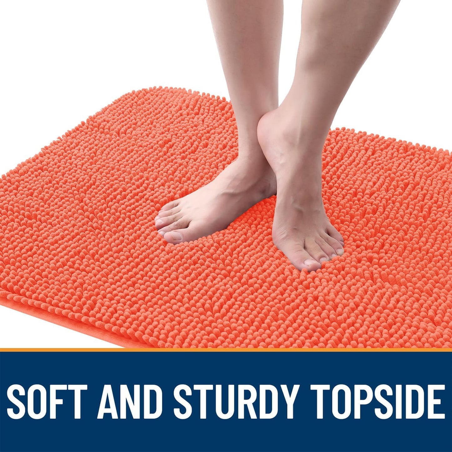 OLANLY Dog Door Mat for Muddy Paws 59x32, Absorbs Moisture and Dirt, Absorbent Non-Slip Washable Doormat, Quick Dry Chenille Mud Mat for Dogs, Entry Indoor Entryway Carpet for Inside Floor, Coral