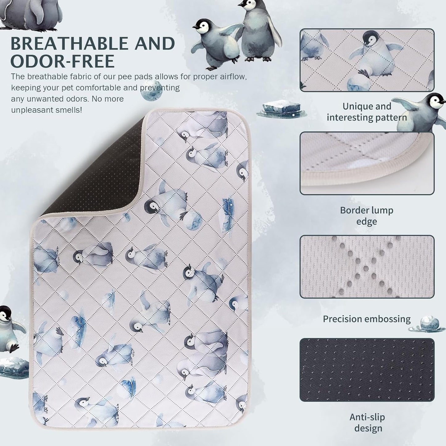 IEUUMLER Washable Pee Pads for Dogs, 1 Pack Reusable Waterproof Puppy Pads, Non-Slip Super Absorbent Dog Training Pad for Playpen Crate Bed EU012