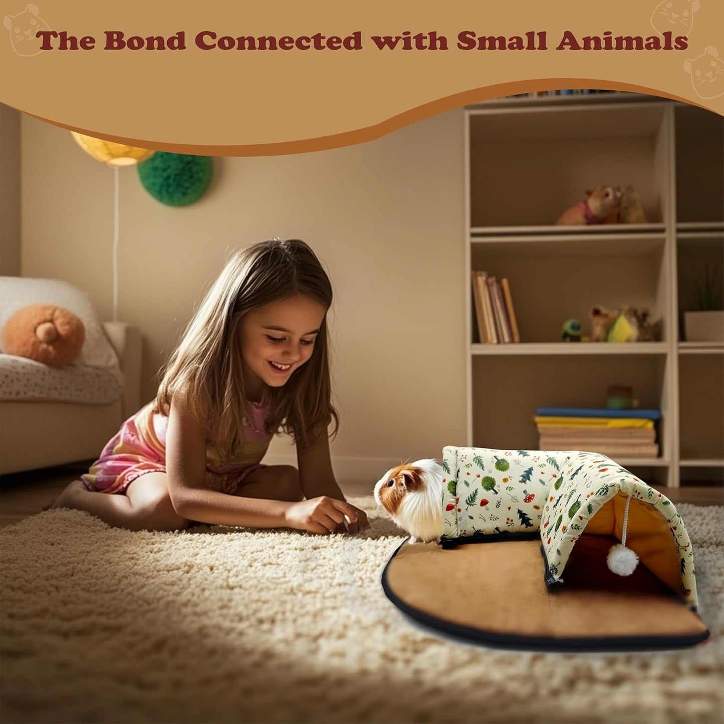 Xymoso Guinea Pig Hideout Tunnel Bed,Removable Guinea Pig Toys,Cozy Small Animal House,Guinea Pig Accessories for Hamsters Chinchillas Dwarf Rabbits Hedgehogs Ferrets