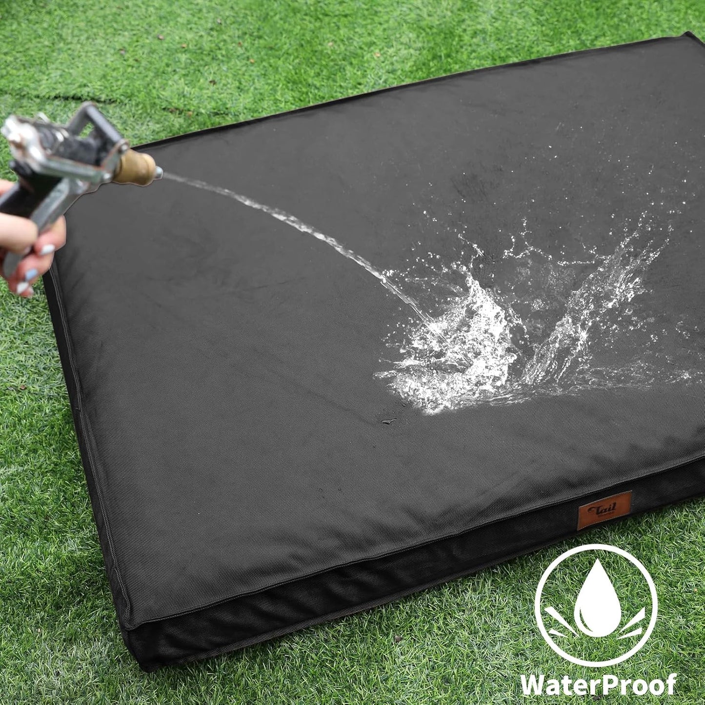 Outdoor Dog Bed for Medium Dogs, Waterproof Dog Crate Bed for Puppy Beds, Orthopedic Egg Crate Foam Pet Bed with Washable and Removable Oxford Cover, Black