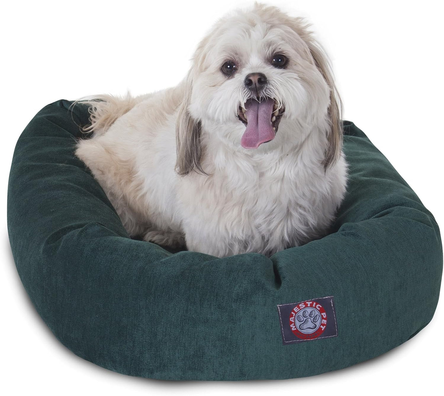 Majestic Pet 24 Inch Micro Velvet Calming Dog Bed Washable 24x19x7 (inch) – Cozy Soft Round Donut Dog Bed with Spine for Head Support - Pet Bed Small – Marine (2025)