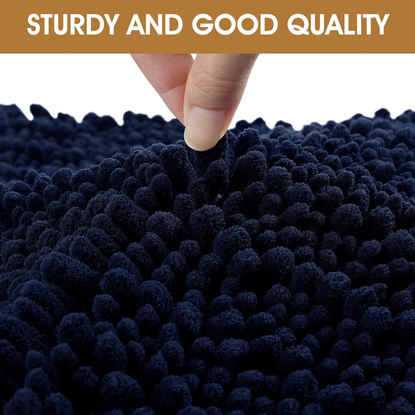 Dog Door Mats for Muddy Paws, Chenille Absorbent Door Mats, Non Slip Heavy Mud Mat for Dogs, Soft Indoor Door Mat for Entryway, Mud Paws, Inside Floor,36" X 24", Navy Blue