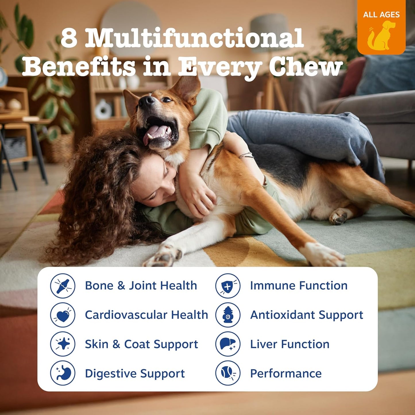 Zesty Paws Dog Multivitamin, Chewable Dog Vitamins and Supplements for Hip & Joints, Skin & Coat, Omega 3 Fish Oil for Dogs- Senior & Puppy Multivitamin - Chicken- 250ct