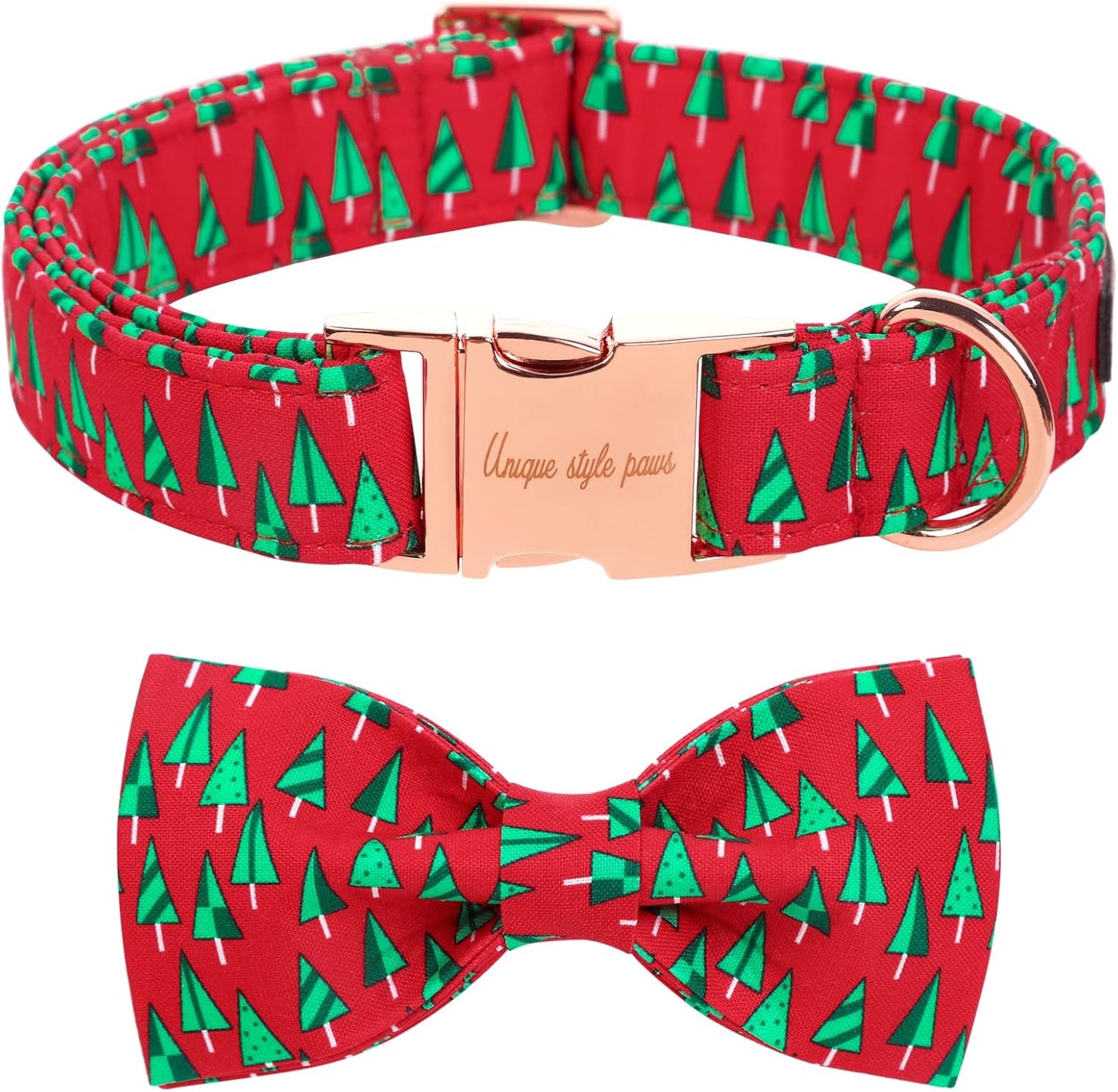 Unique style paws Christmas Dog Collar with Bow Best Winter for Small Medium Large Dogs -Christmas Tree-XS