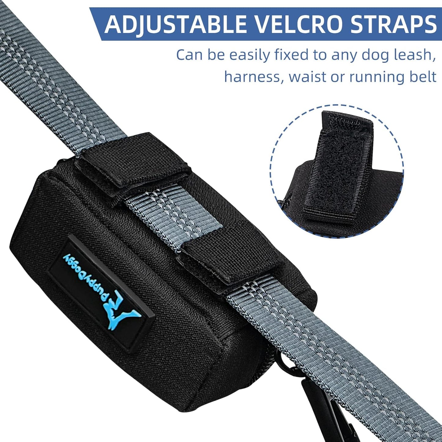 PuppyDoggy 1 Pack Poop Bag Holder for Dogs & Cats Waste Bag Dispenser Pouch with 1 Roll of Free Poop Bags - Dog Leash Accessory & Bicycle (Pink)