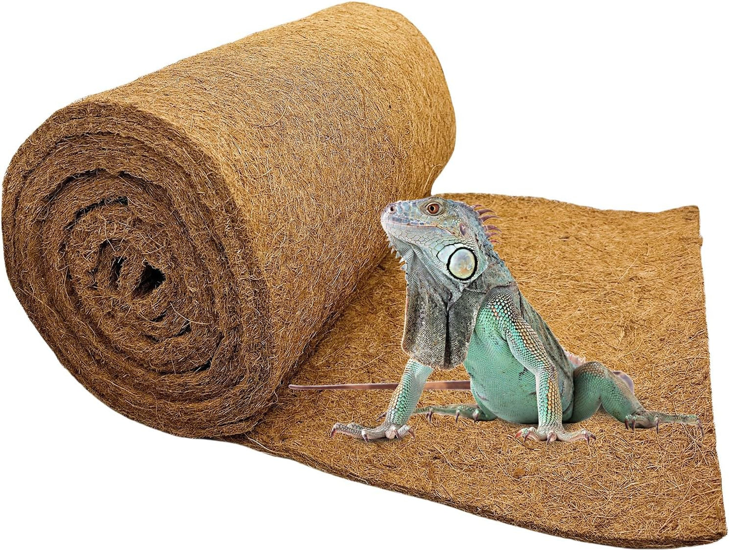 Hamiledyi 157x15.7in Reptile Carpet Coconut Fiber Substrate Large Coco Liner Roll Lizard Cage Mat Natural Coco Fiber Bedding for Bearded Dragon Turtles Iguana Tortoise Pad Garden Decoration