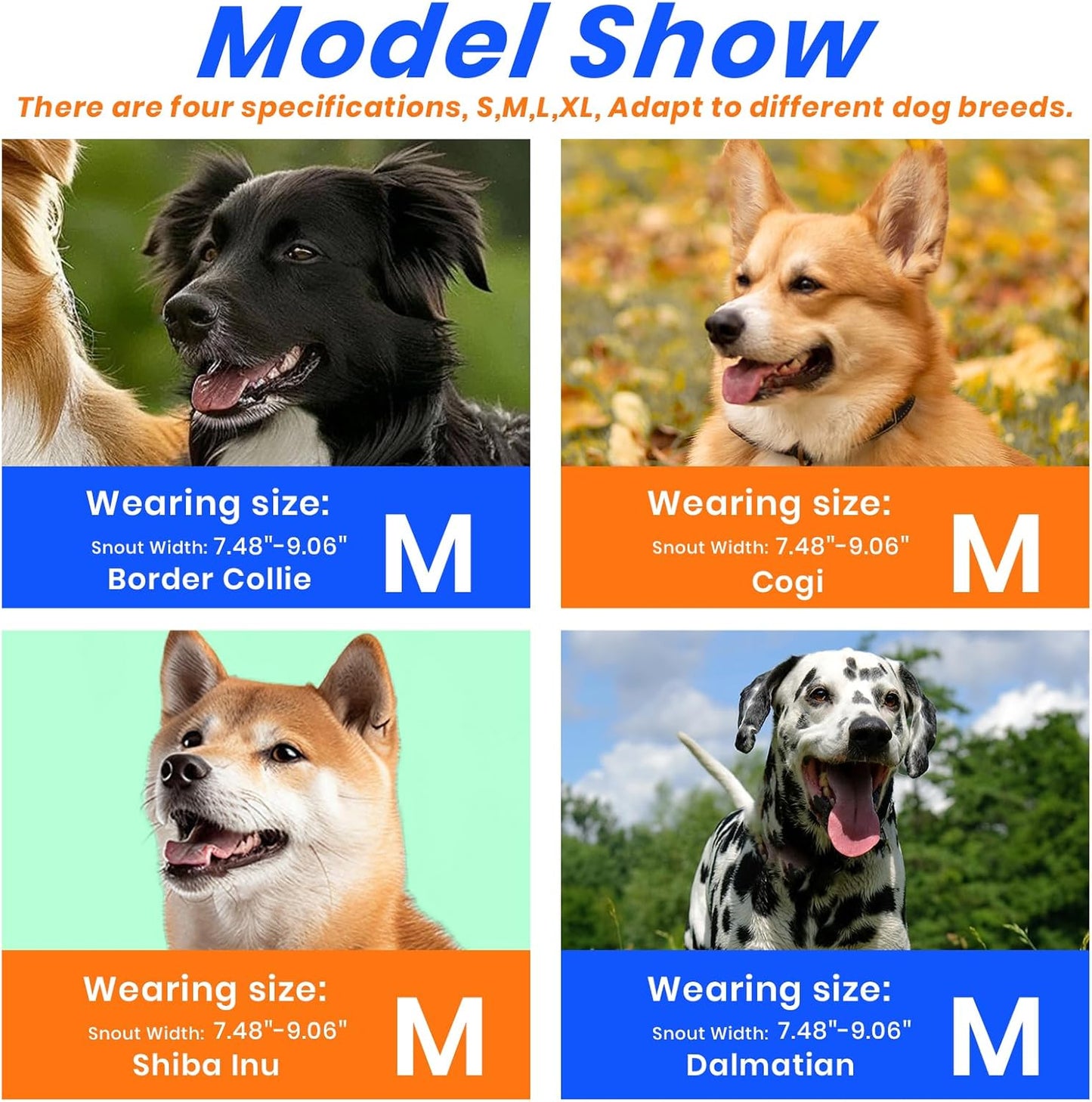 Dog Muzzle, Basket Muzzle for Small Medium Large Dogs, Anti-Biting and Chewing, Lightweight & Sturdy Cage Design,Allows Panting & Drinking, Ideal for Grooming & Training(Blue Size M)