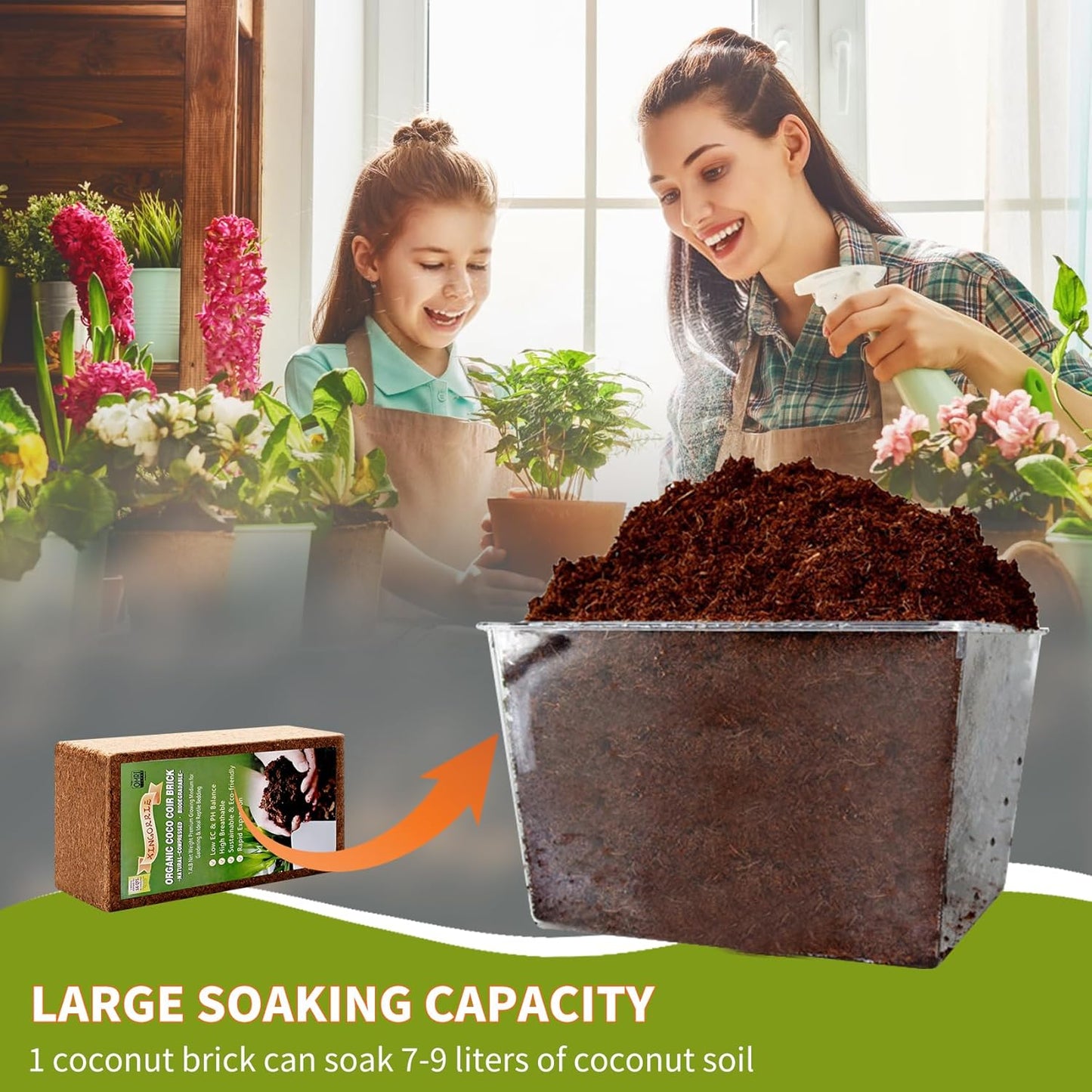 Coco Coir Brick for Plants- 3 Pack,1.4lbs 100% Organic Coconut Coir Soil Neutral pH, for Plant Growth and Root Developmentfor Growing Vegetables & Ideal Reptile Bedding (3)
