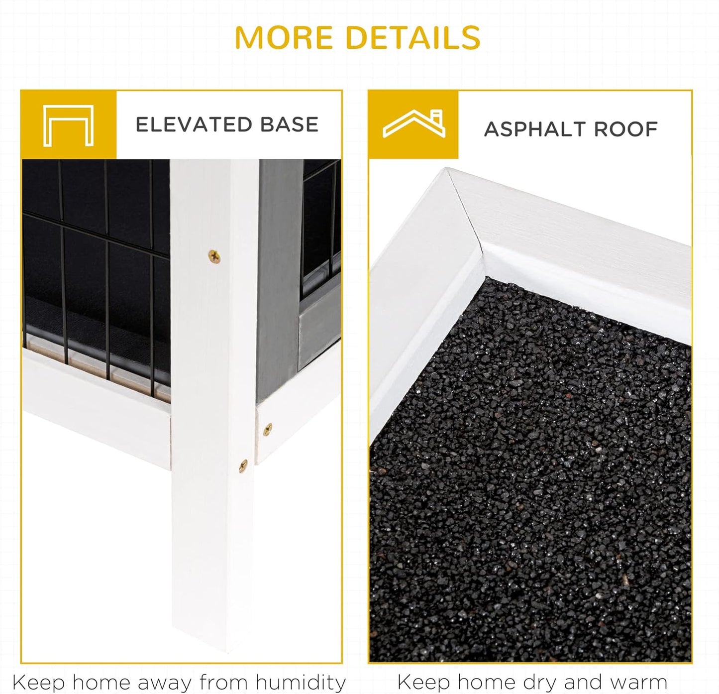 PawHut 54" 2-Story Large Rabbit Hutch Bunny Cage Wooden Pet House Small Animal Habitat with Lockable Doors, No Leak Tray and Waterproof Roof for Outdoor/Indoor Dark Grey