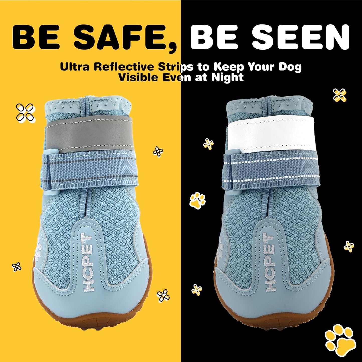 Hcpet Dog Shoes, Dog Boots for Small Dogs, Breathable Medium Dog Booties Paw Protector for Summer Hot Pavement, Winter Snowy Day, Outdoor Walking, Indoor Hardfloors Anti Slip Sole Blue Size 3