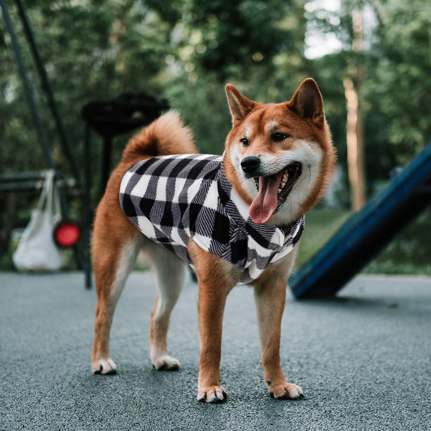 ASENKU Dog Sweater, Plaid Dogs Fleece Vest, Soft Comfortable Pet Pajamas, Warm Winter Puppy Shirt, Cold Weather Coat Jacket Pet Clothes for Small & Medium Dog Breeds