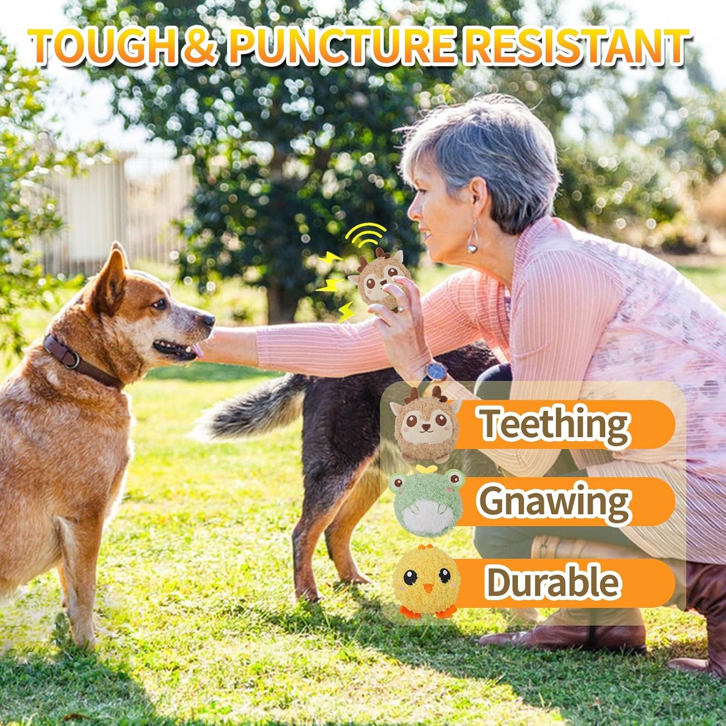 DKING 3Pack Squeaky Dog Balls,2 in1 Funny Puppy Ball Toys,Birthday Dog Toy for Small Medium Dogs (Farm Ball)