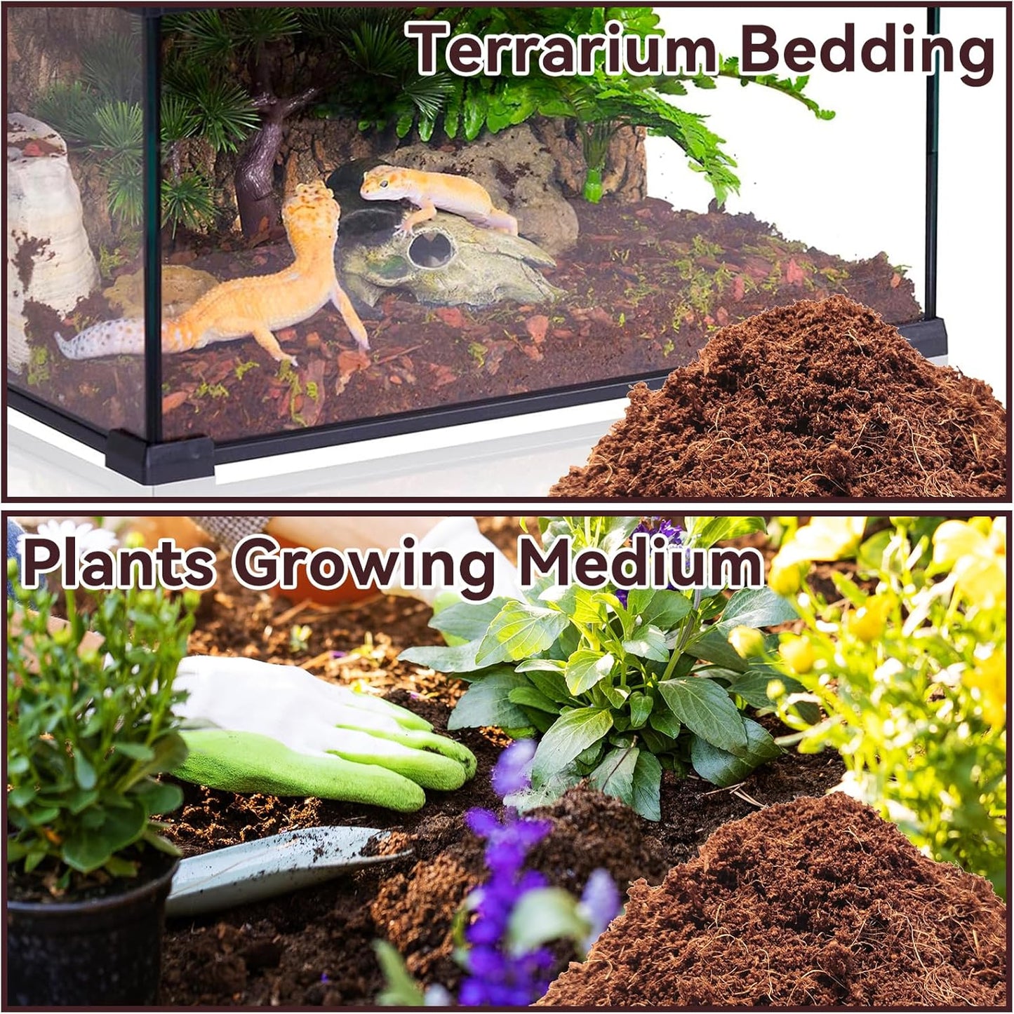 Legigo 8 Pack Compressed Coconut Fiber Substrate - 100% Organic Coconut Fiber Brick Bedding for Reptiles, Natural Coco Husk Substrate Terrarium Bedding for Snake, Hermit Crabs, Frogs, Tortoise, Gecko