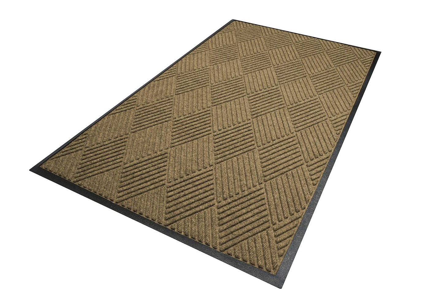 WaterHog Diamond | Commercial-Grade Entrance Mat with Rubber Border – Indoor/Outdoor, Quick Drying, Stain Resistant Door Mat (Camel, 3' x 5')