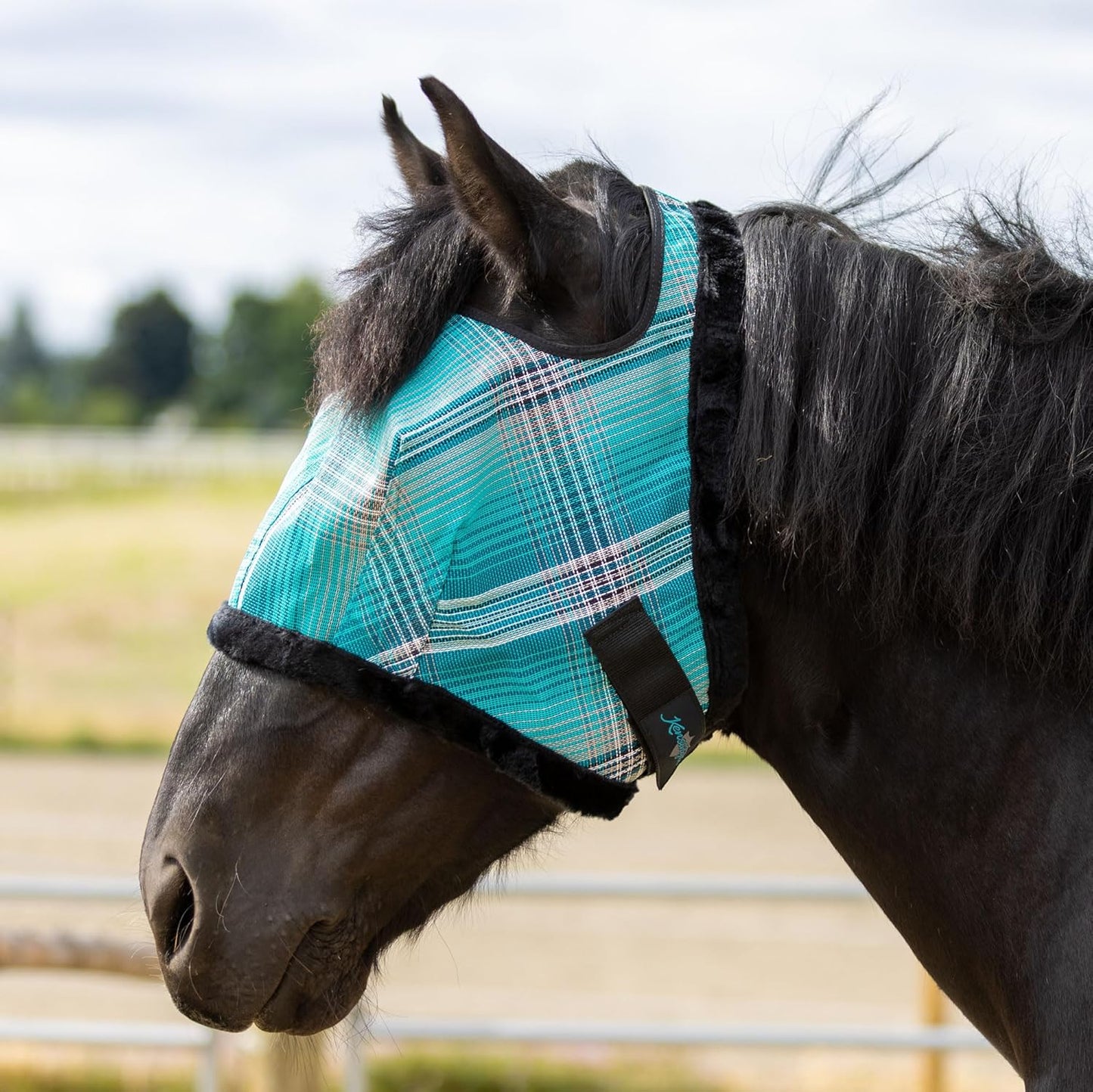Kensington Fly Mask with Fleece Trim for Horses — Protects Face and Eyes Helps Block Sun Rays While Allowing Full Visibility — Breathable and Non Heat Transferring