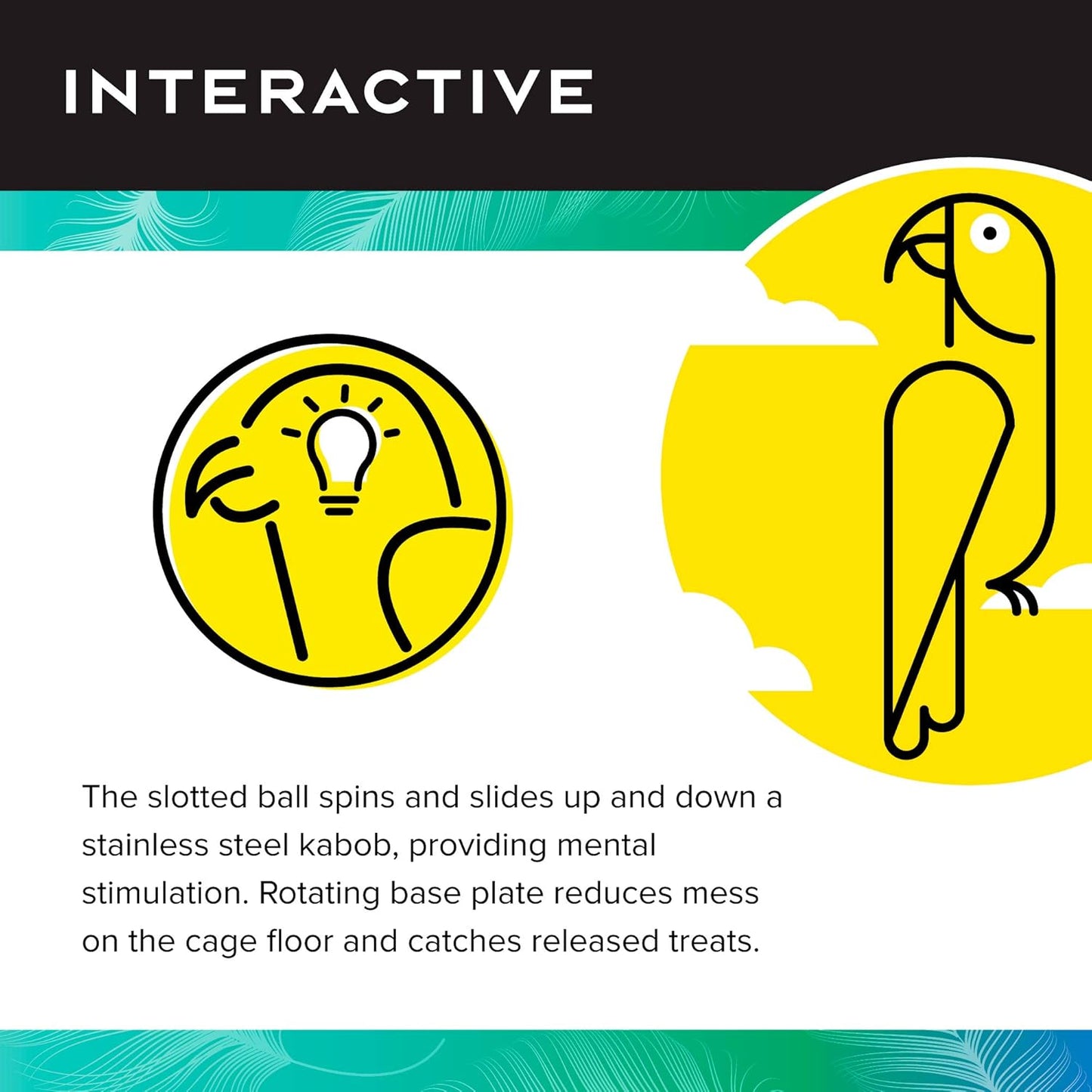 Featherland Paradise - Hanging Buffet Ball - Interactive Bird Toy and Treat Dispenser - Creative Foraging Systems - Ideal for Medium to Extra Large Birds