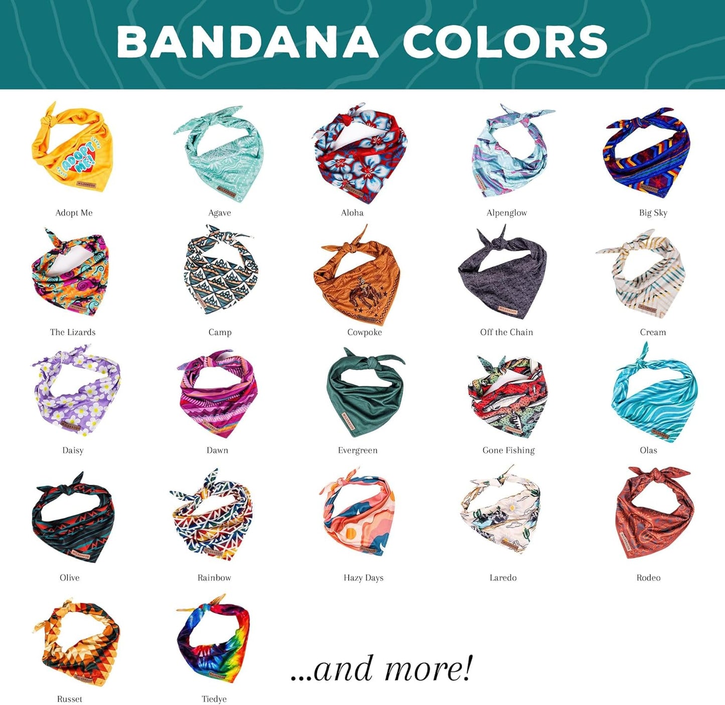 Wilderdog Dog Bandana with Lightweight Quick Drying Poly-Blend Mesh Material in Hazy