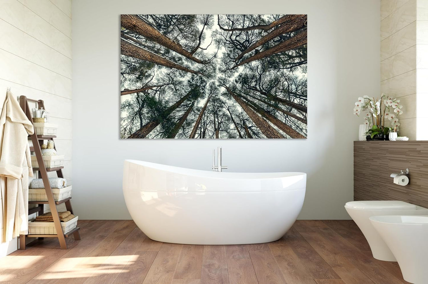 Nature Wall Art Prints - Ocean Forest Mountain Lake Canvas Landscapes - Small to Extra Large Living Room Bedroom Kitchen Bathroom Décor (Trees and Sky, 35L" x 53W")