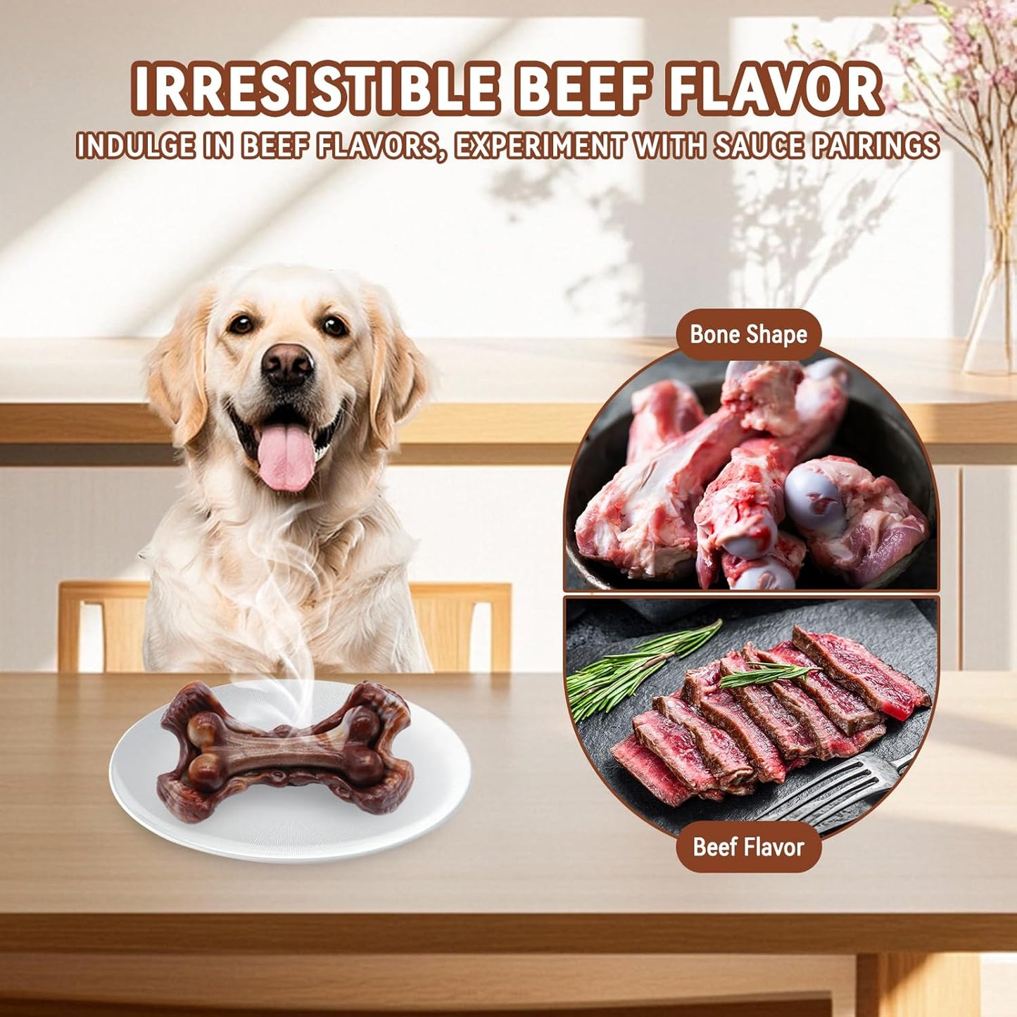 Magicorange Tough Dog Toys, Chew Toys for Aggressive Chewers, Dog Bone Toy Nylon Almost Indestructible Dogs Toy for Teeth Cleaning and Training (Brown)