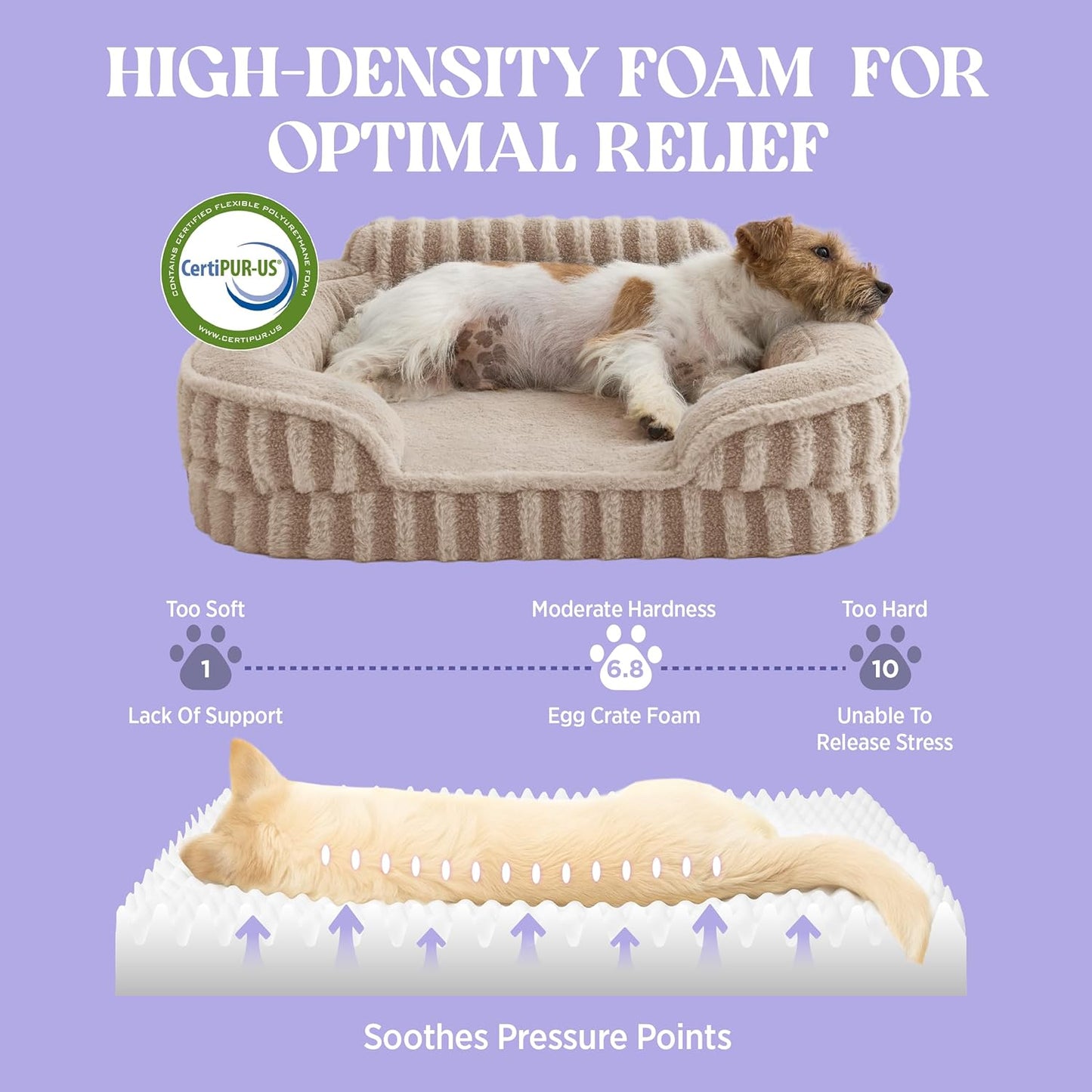 LE SURE Cute Dog Bed Medium Size Dog, Orthopedic Waterproof Medium Pet Beds with Sides, Non-Slip Bottom and Egg-Crate Foam Pet Couch Sofa with Washable Removable Cover, Hazel